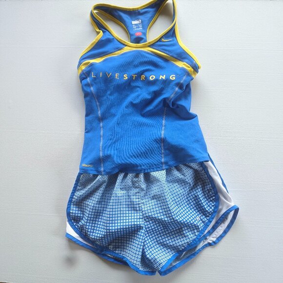 Nike Livestrong Shorts and Top Size Small in Bright Blue - Picture 3 of 16
